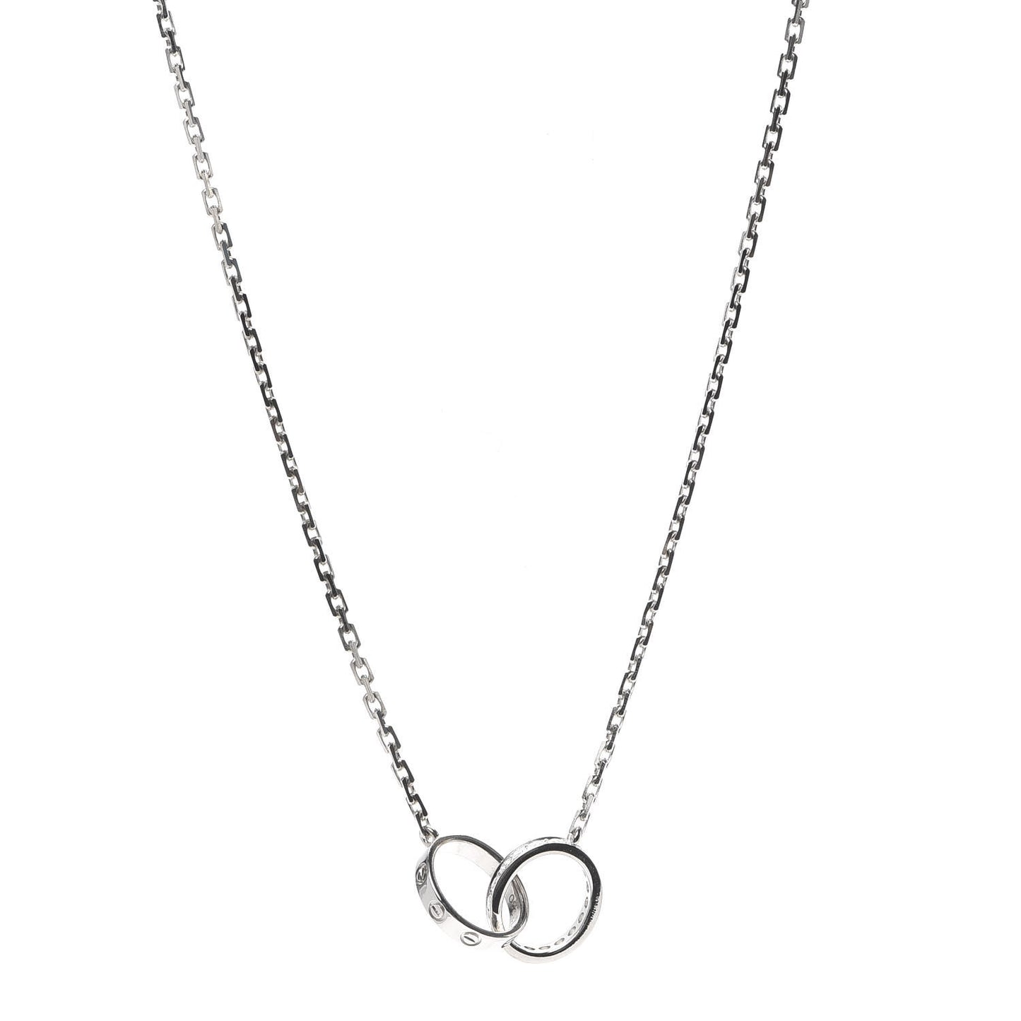 18K White Gold Diamond Interlocking LOVE Necklace