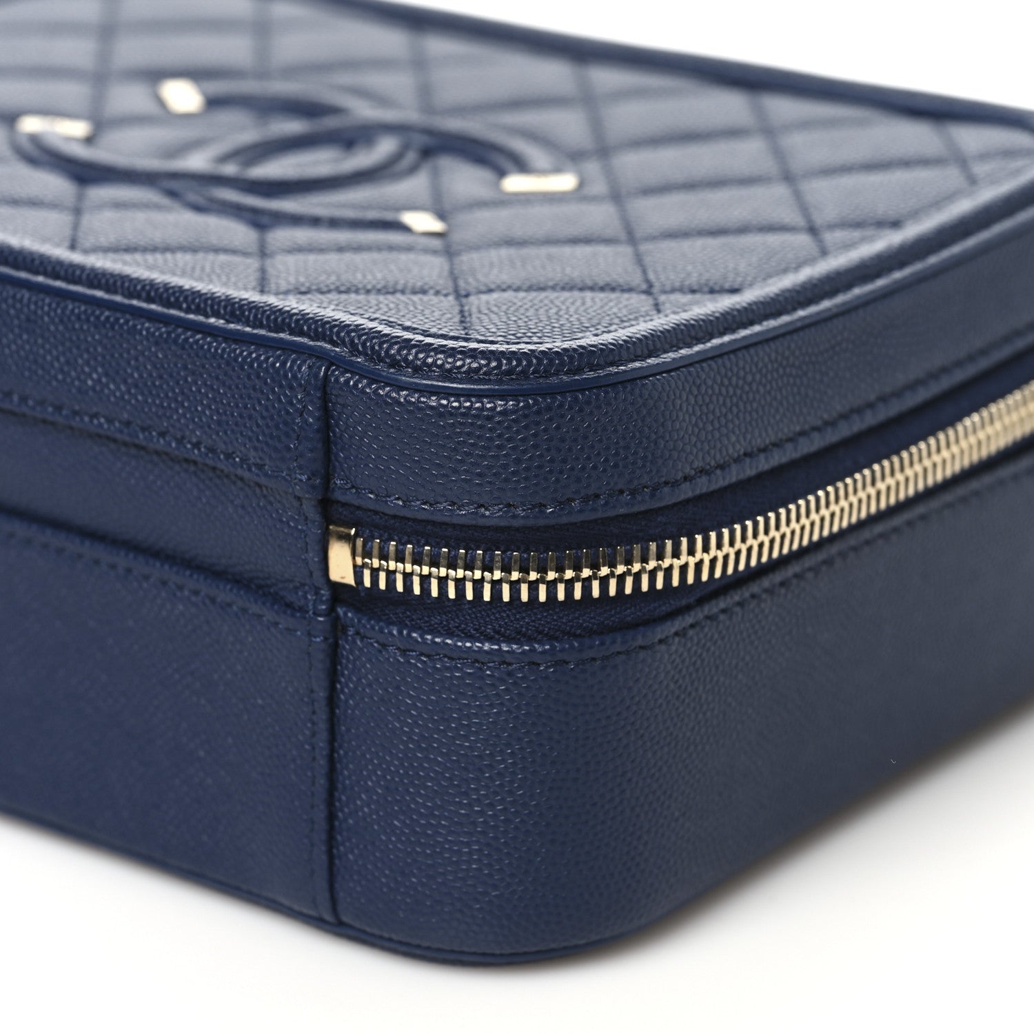 Chanel Caviar Quilted Medium CC Filigree Vanity Case Navy 10 of 10