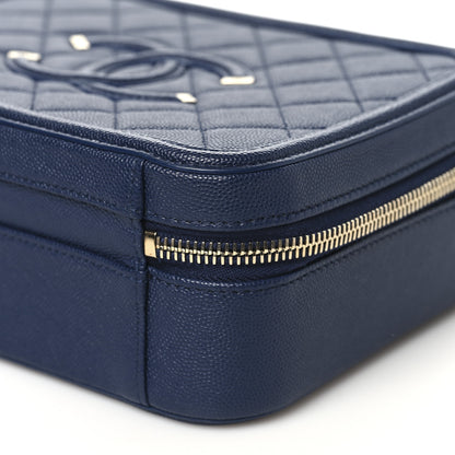Chanel Caviar Quilted Medium CC Filigree Vanity Case Navy 10 of 10