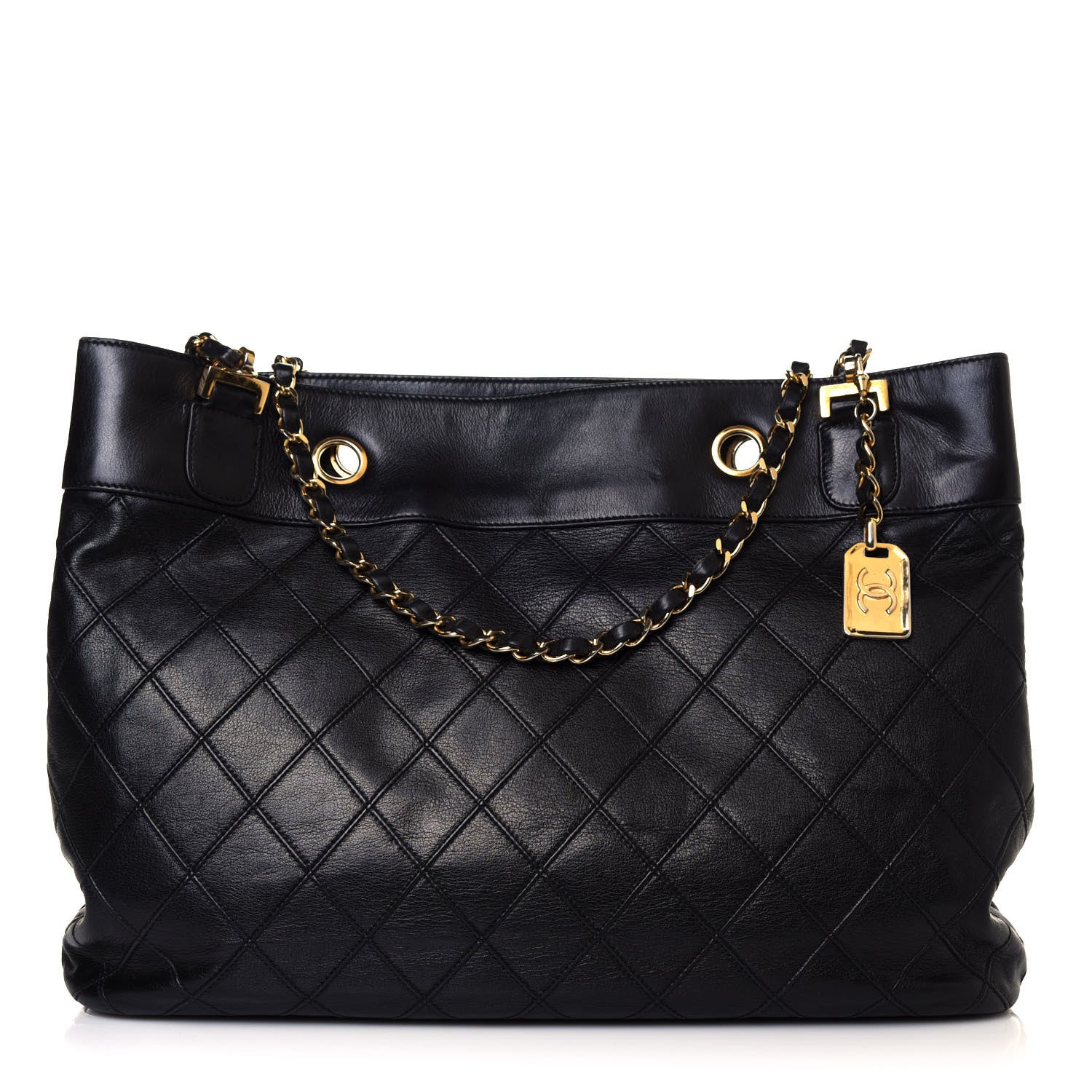 Chanel Lambskin Stitched Shopper Tote Black 2 of 21