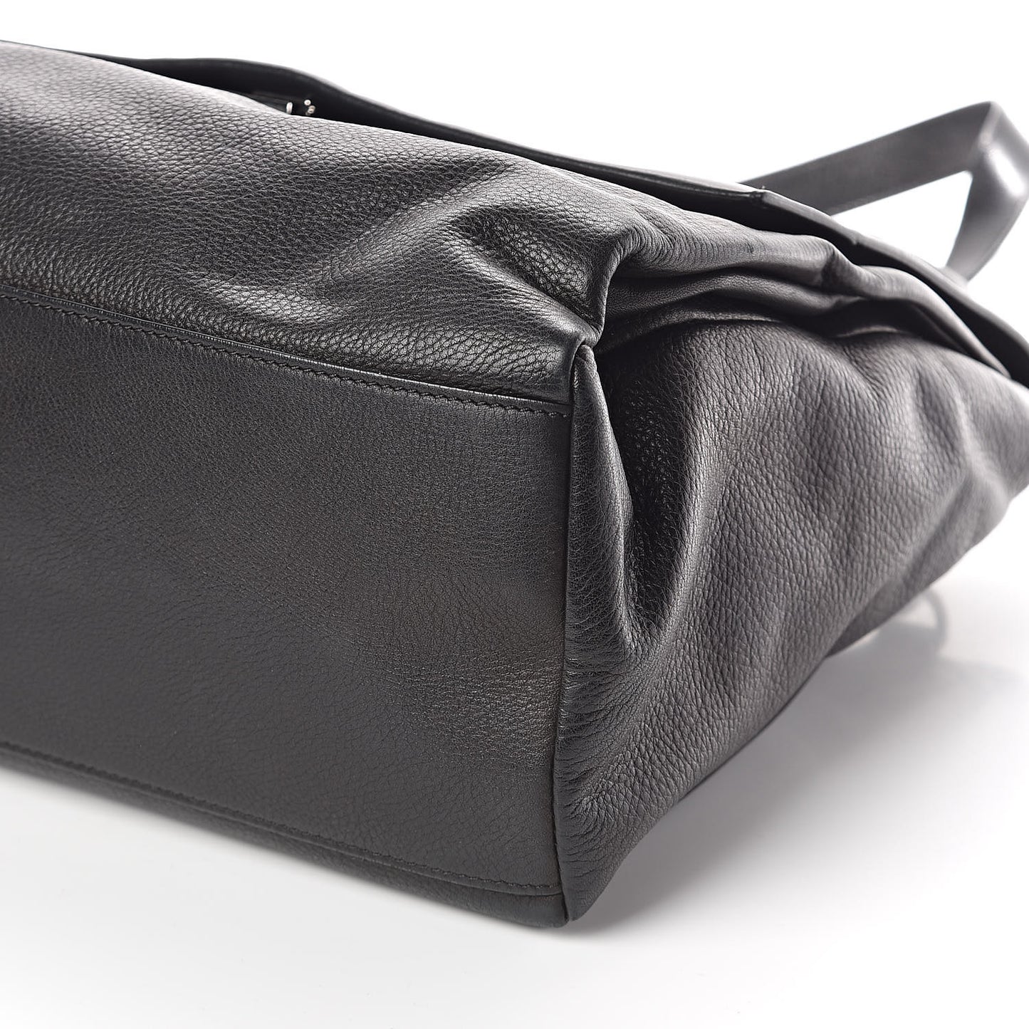 Waxy Grained Calfskin Medium Pandora Pure Flap Bag Black