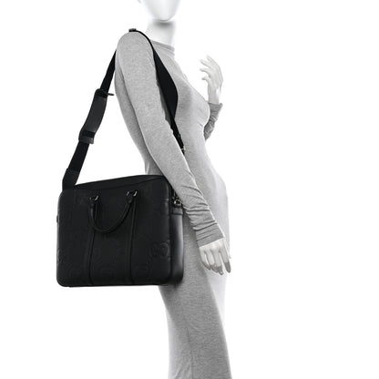 Gucci Piuma Calfskin Jumbo GG Embossed Briefcase Black 2 of 13