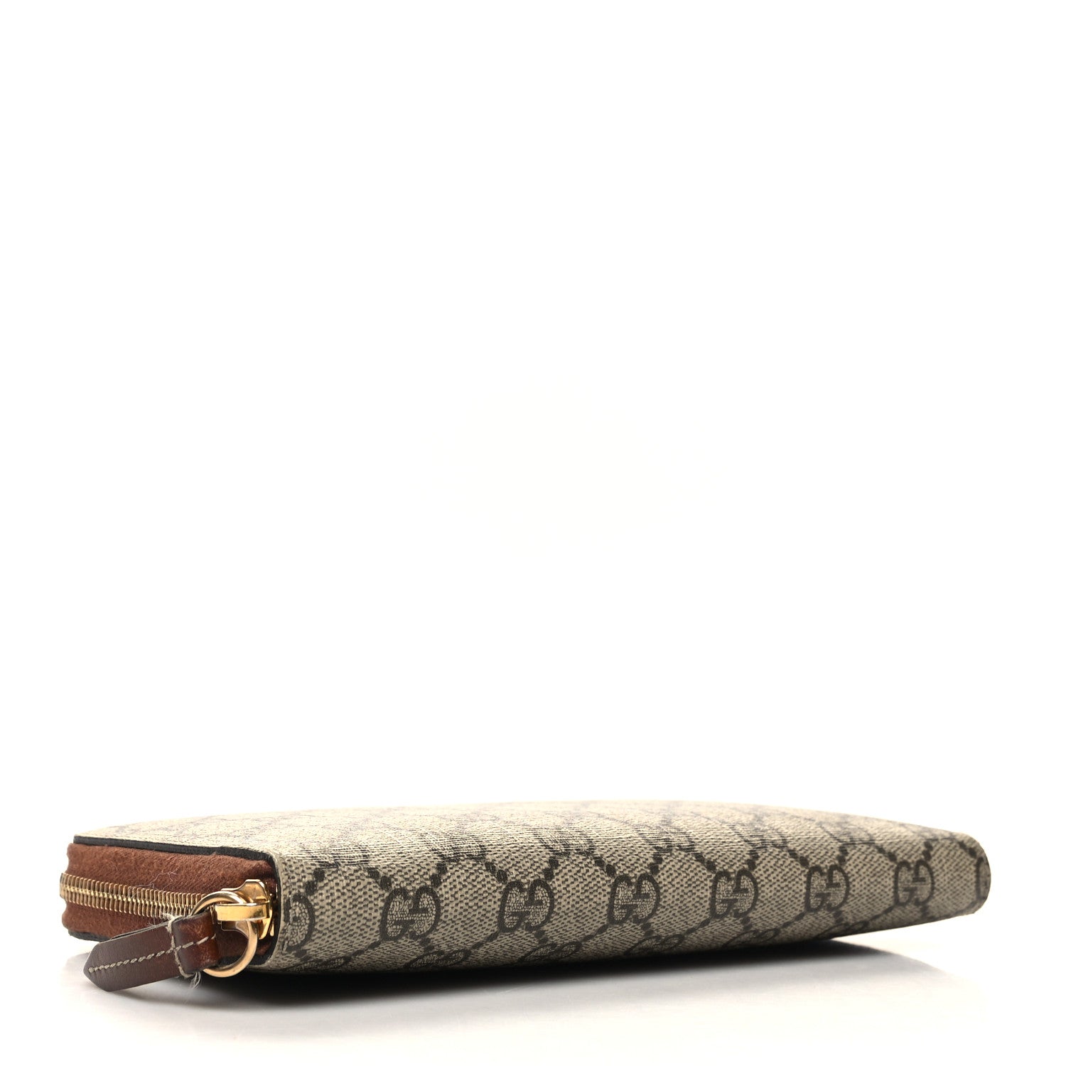 Gucci GG Supreme Monogram Cuoio Toscano Zip Around Organizer Wallet Beige Ebony Cuir 4 of 10