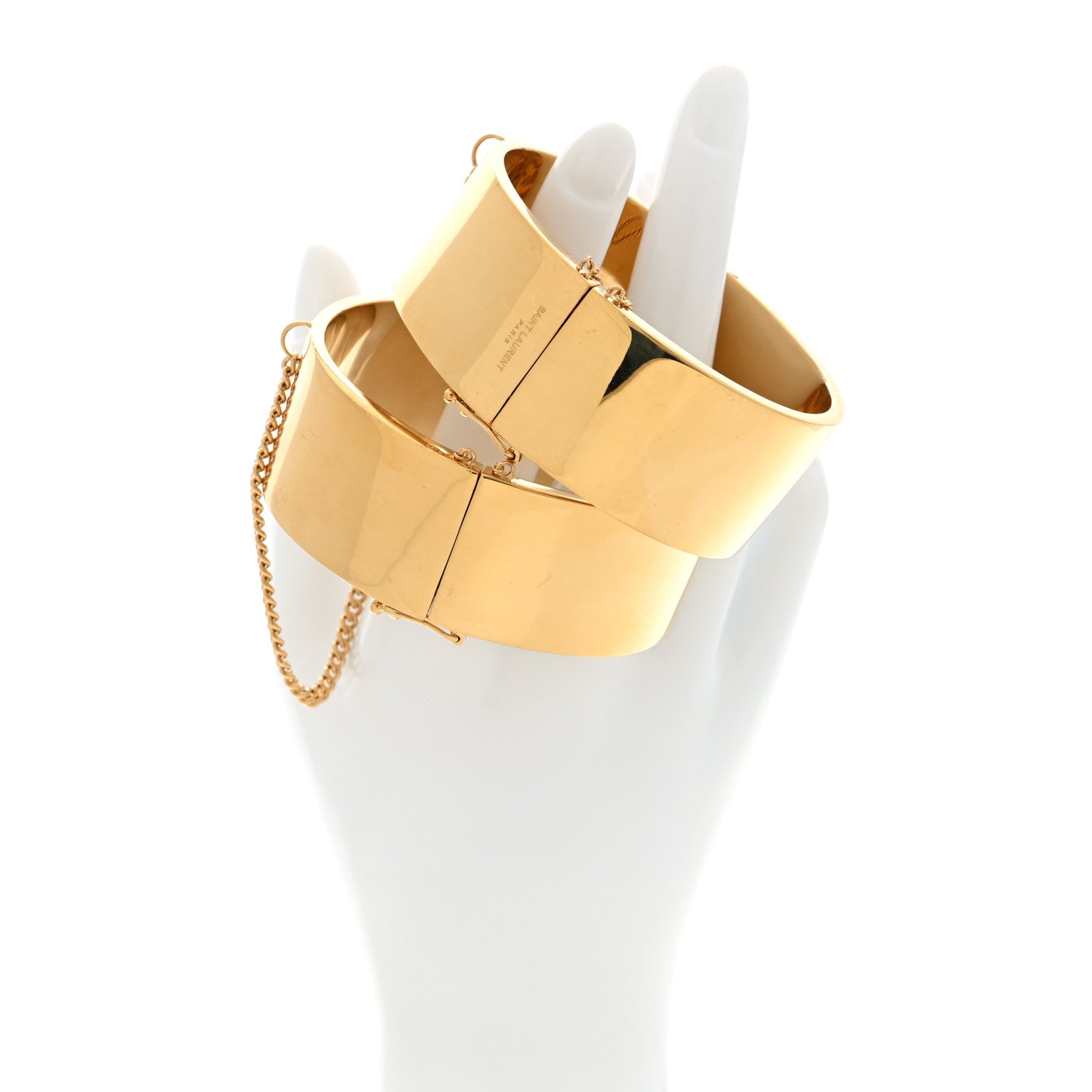 Saint Laurent Metal Double Chaine Cuff M Brass 2 of 4