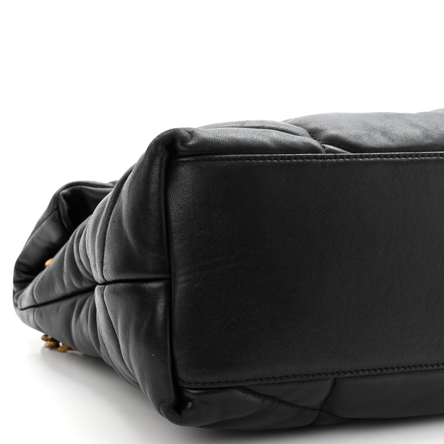 Lambskin Quilted Medium Loulou Puffer Monogram Chain Satchel Black