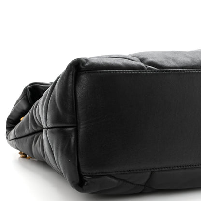 Saint Laurent Lambskin Quilted Medium Loulou Puffer Monogram Chain Satchel Black 8 of 9