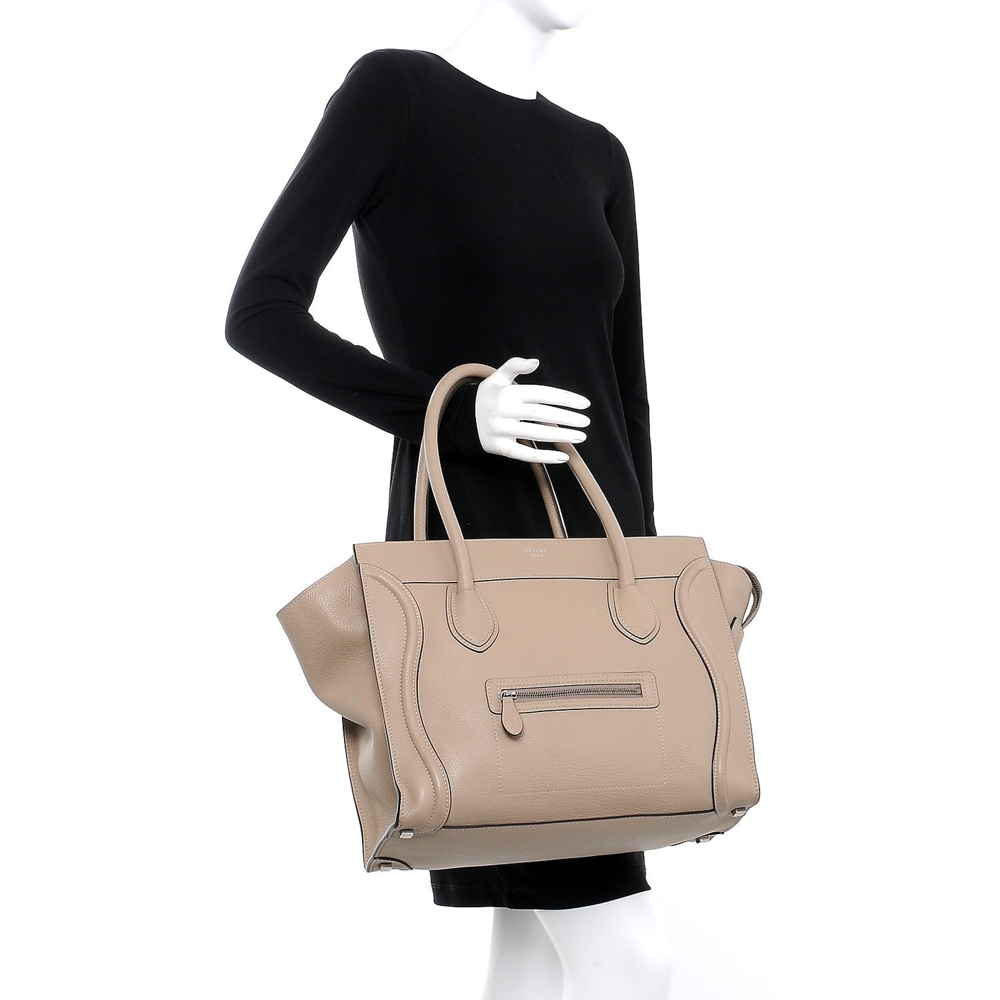Drummed Calfskin Shoulder Luggage Dune