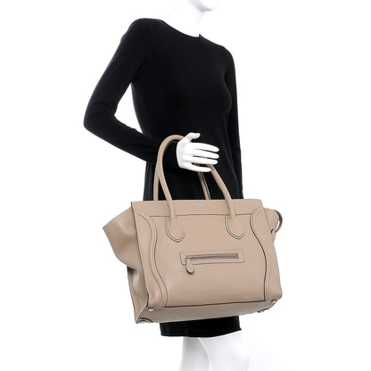 Celine Drummed Calfskin Shoulder Luggage Dune 2 of 8