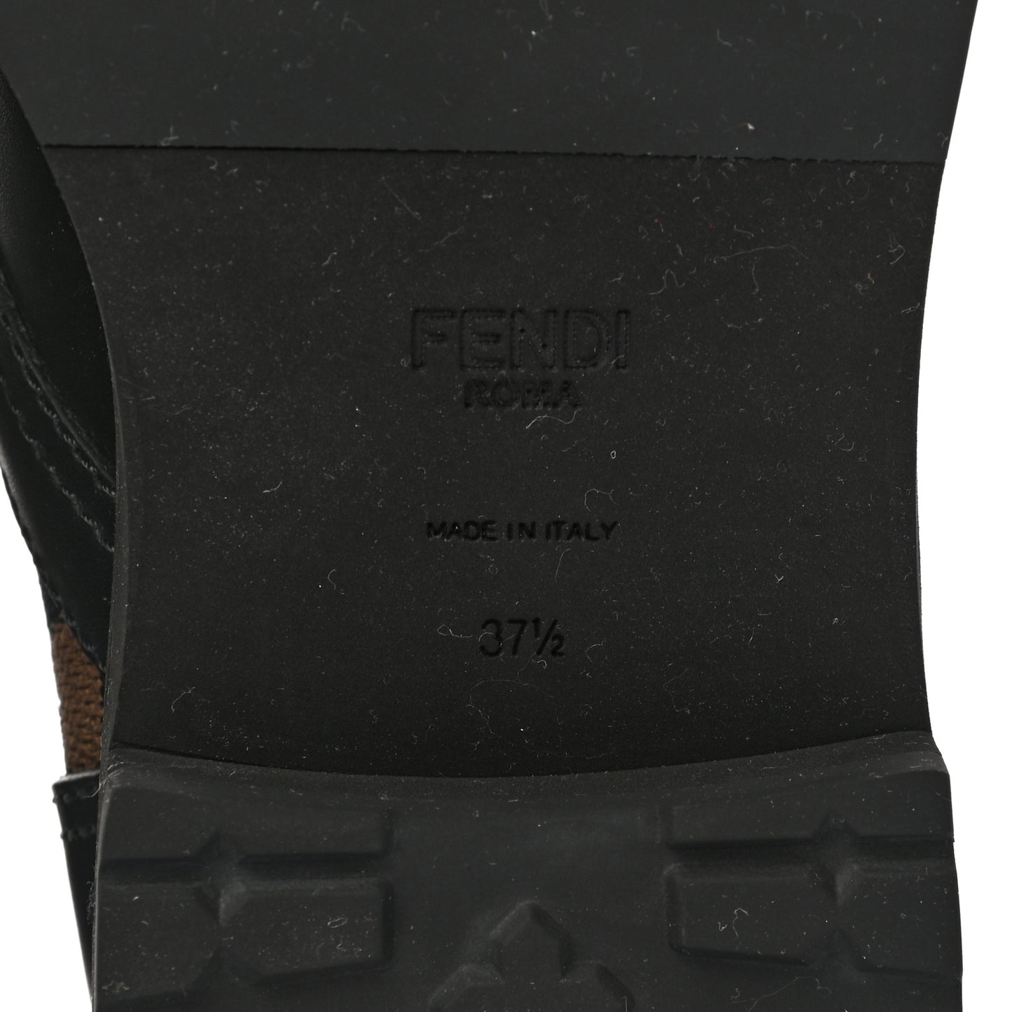 Calfskin Stretch Fabric FF Rockoko Biker Boots 37.5 Black Tobacco