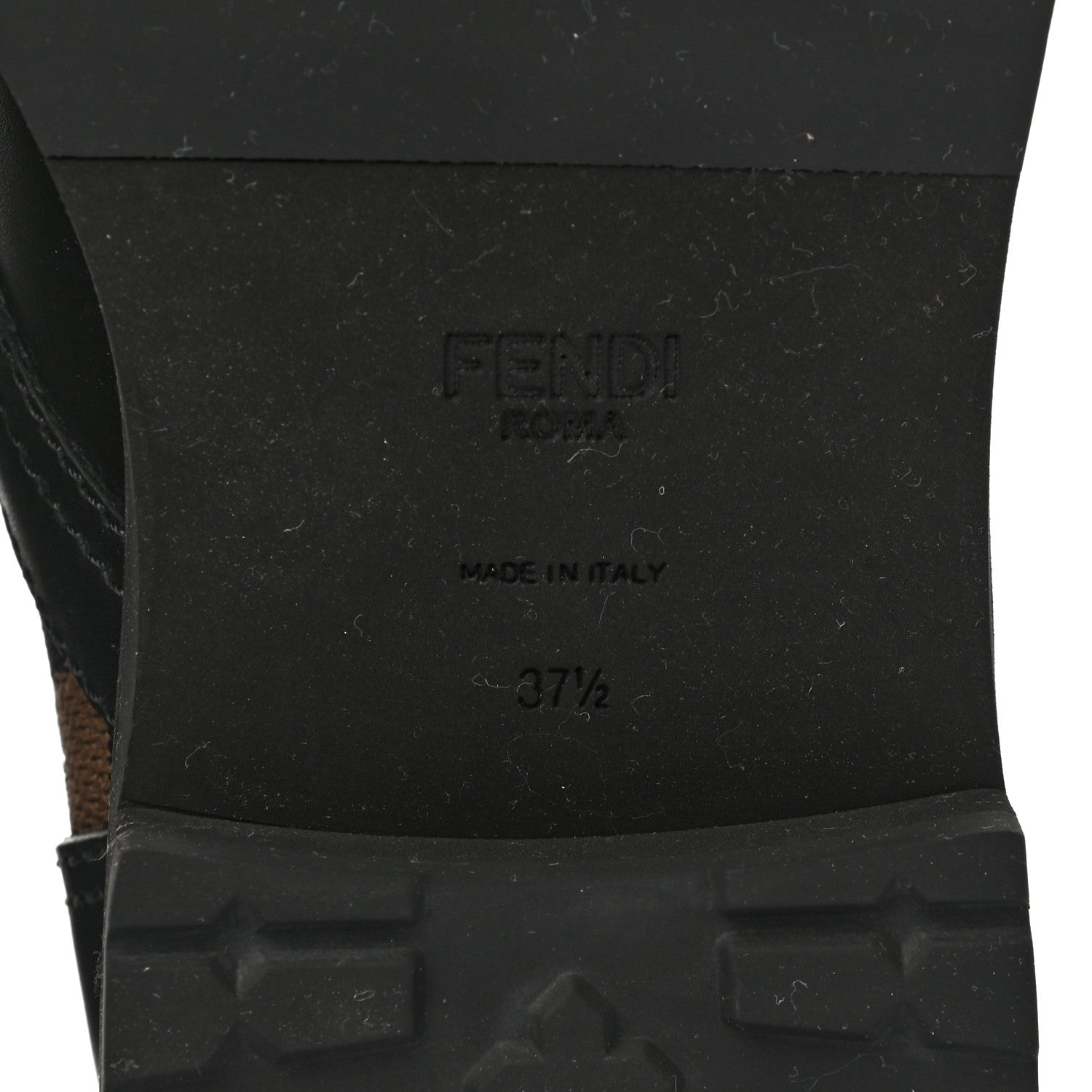 Fendi Calfskin Stretch Fabric FF Rockoko Biker Boots 37.5 Black Tobacco 6 of 8