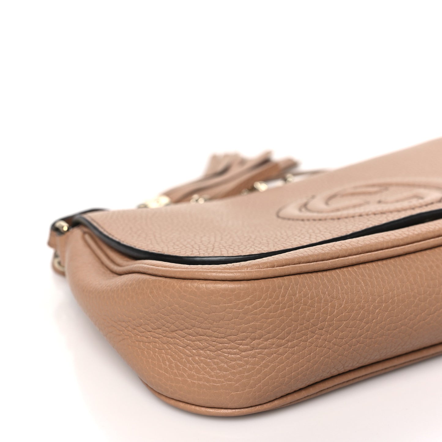 Pebbled Calfskin Medium Soho Flap Crossbody Camelia