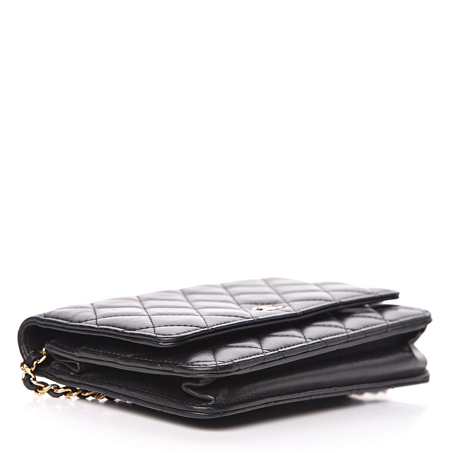 Lambskin Quilted Wallet On Chain WOC Black