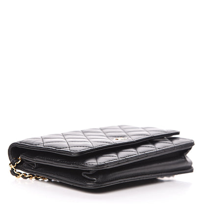 Chanel Lambskin Quilted Wallet On Chain WOC Black 4 of 14