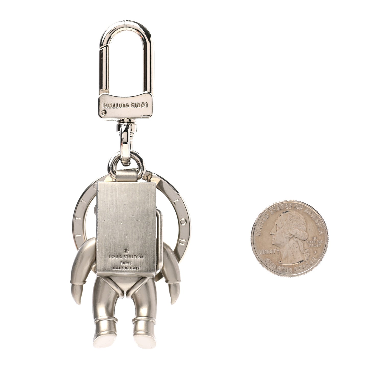 Metal Spaceman Figurine Bag Charm Key Holder Silver