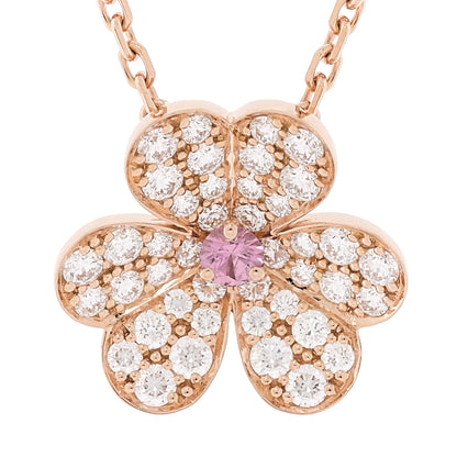 Van Cleef & Arpels 18K Rose Gold Diamond Pink Sapphire Small Frivole Pendant Necklace 4 of 7