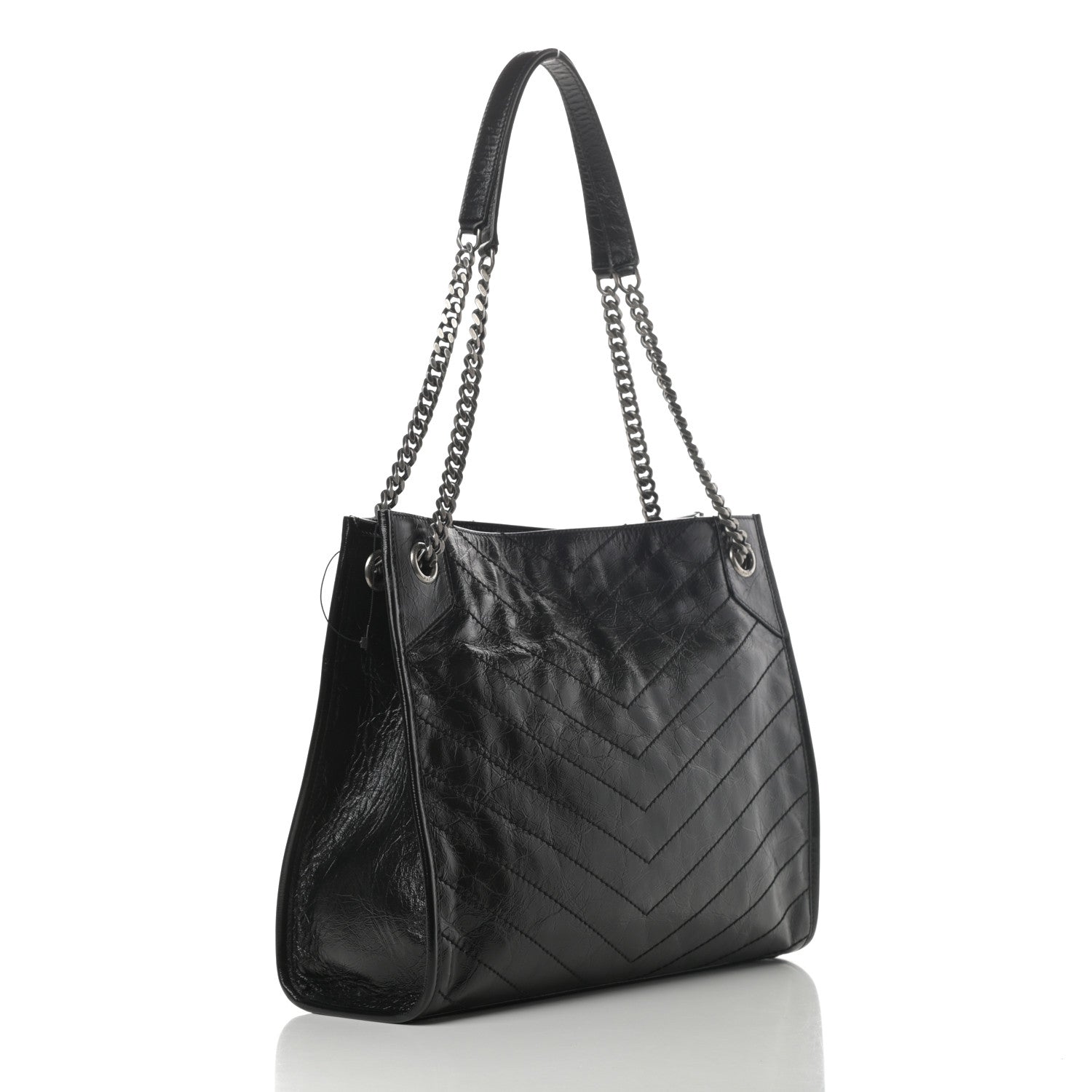 Saint Laurent Crinkled Calfskin Matelasse Monogram Medium Niki Shopper Tote Black 3 of 11