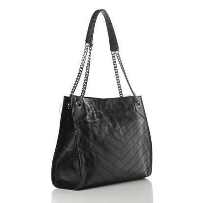 Saint Laurent Crinkled Calfskin Matelasse Monogram Medium Niki Shopper Tote Black 3 of 11