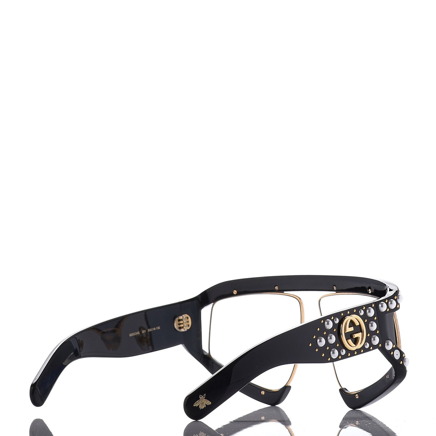 Acetate Pearl Rectangular Frame Sunglasses GG0234S7/S Black