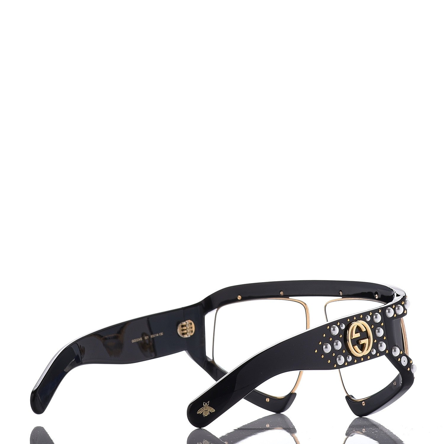 Gucci Acetate Pearl Rectangular Frame Sunglasses GG0234S7/S Black 4 of 9