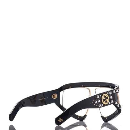 Gucci Acetate Pearl Rectangular Frame Sunglasses GG0234S7/S Black 4 of 9