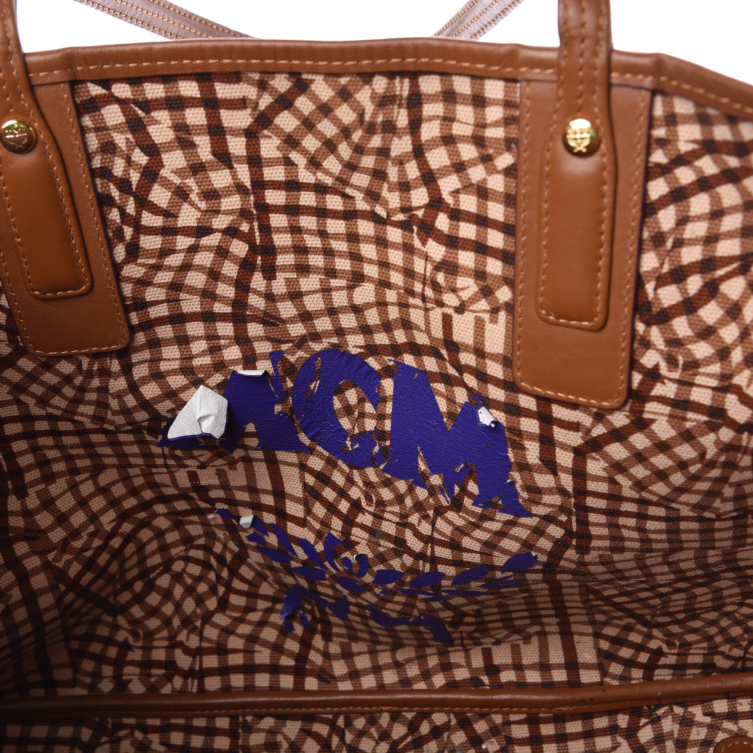 MCM Visetos Medium Liz Reversible Shopper Tote Cognac 15 of 27