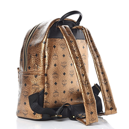 MCM Metallic Visetos Small Stark Backpack Gold 3 of 9
