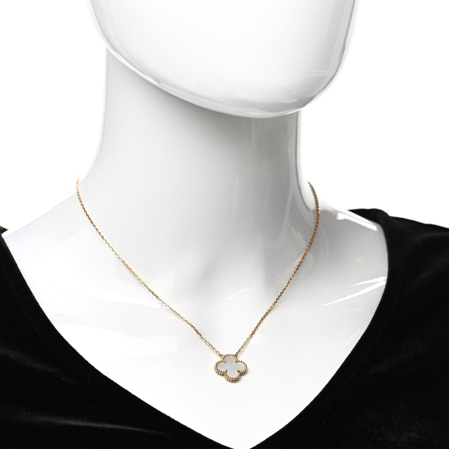 Van Cleef & Arpels 18K Yellow Gold Mother of Pearl Vintage Alhambra Pendant Necklace 2 of 6