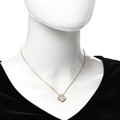 Van Cleef & Arpels 18K Yellow Gold Mother of Pearl Vintage Alhambra Pendant Necklace 2 of 6
