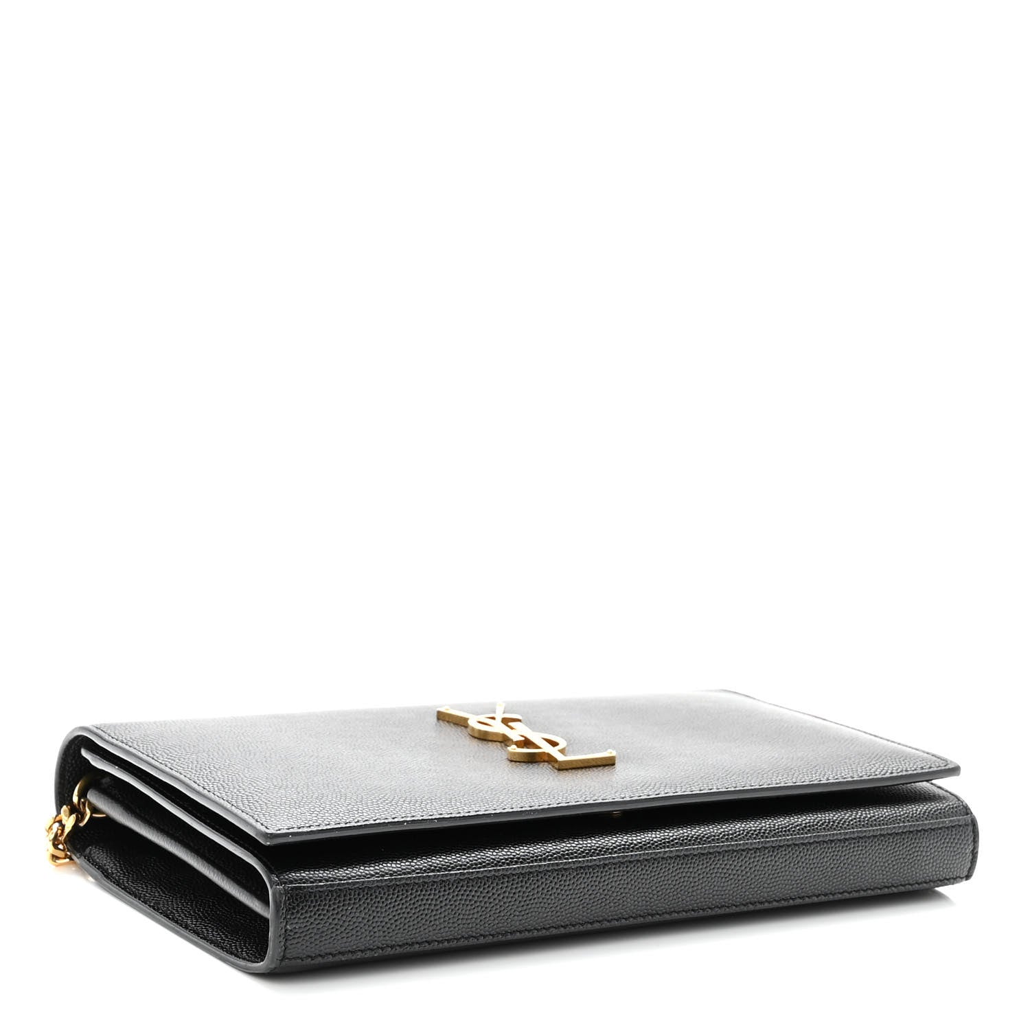 Saint Laurent Grain De Poudre Monogram Chain Wallet Black 3 of 8