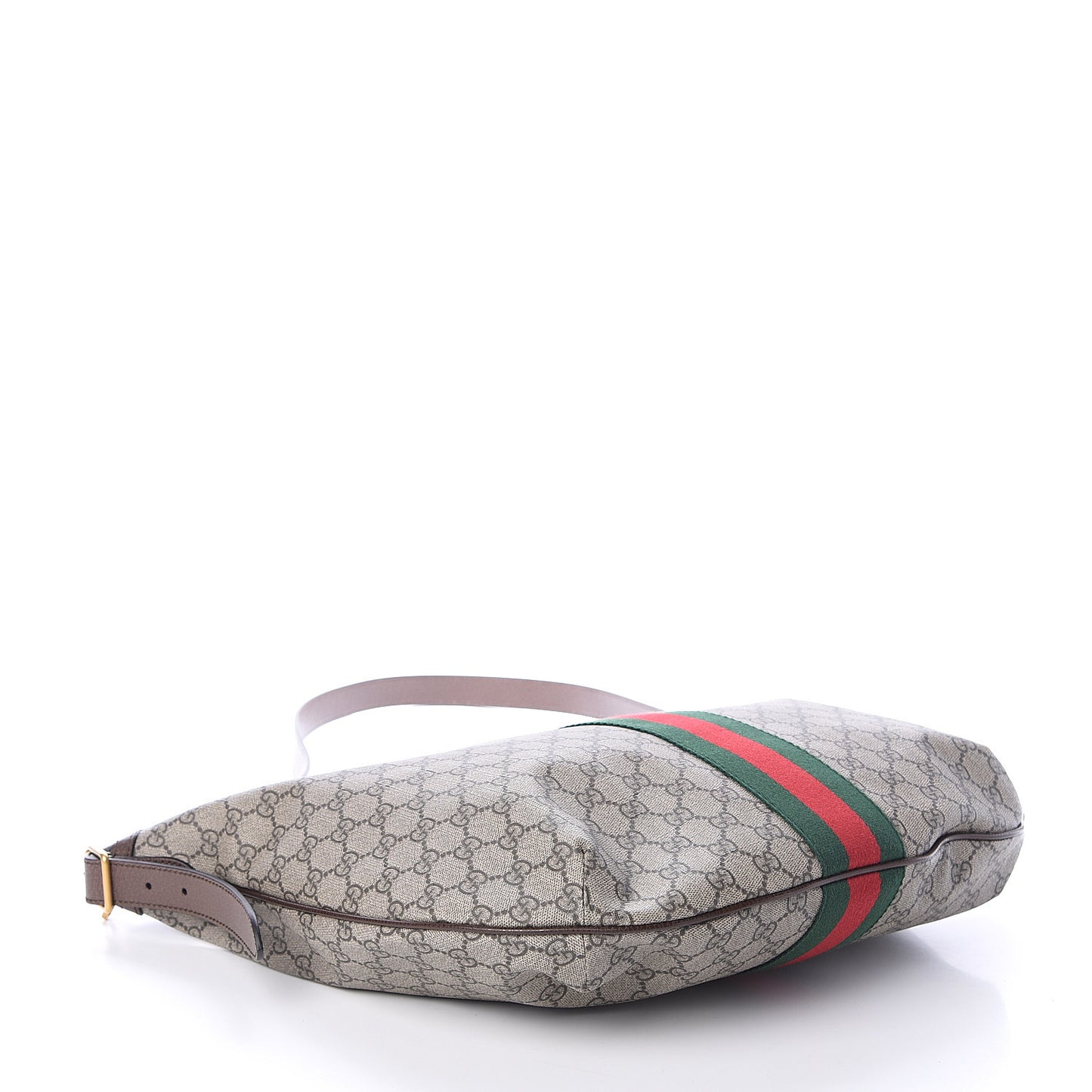 GG Supreme Monogram Web Ophidia Half Moon Hobo Brown