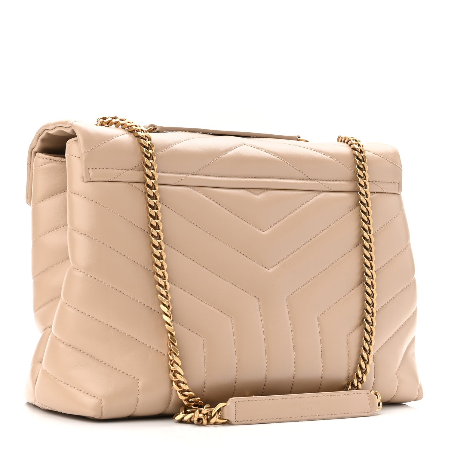 Saint Laurent Calfskin Y Quilted Monogram Medium Loulou Chain Satchel Dark Beige 2 of 9