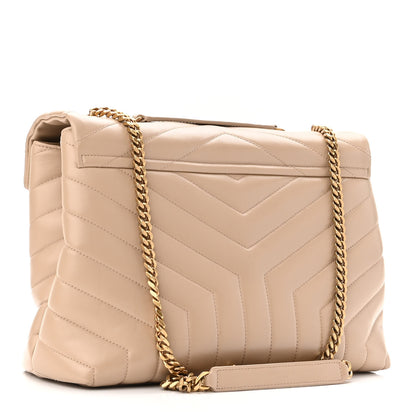 Saint Laurent Calfskin Y Quilted Monogram Medium Loulou Chain Satchel Dark Beige 2 of 9