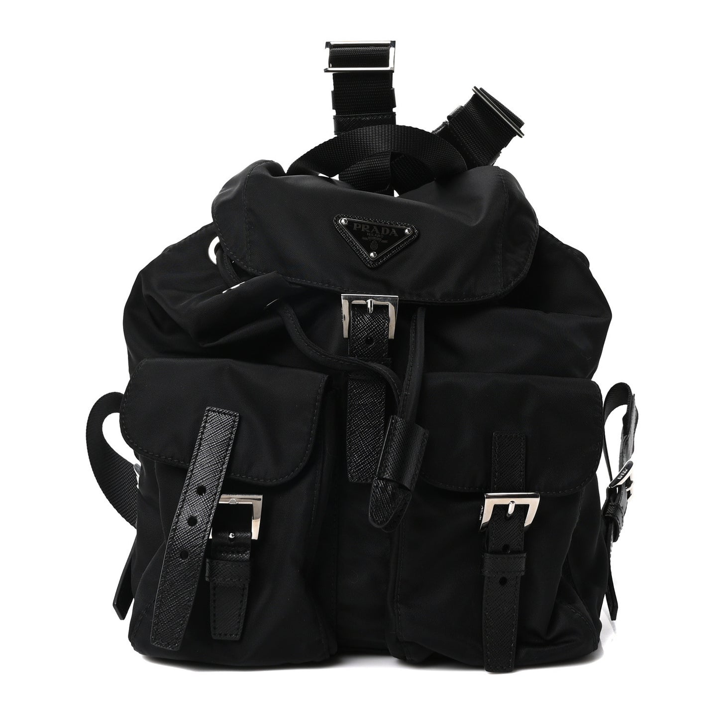 Re-Nylon Vela Saffiano Small Backpack Black
