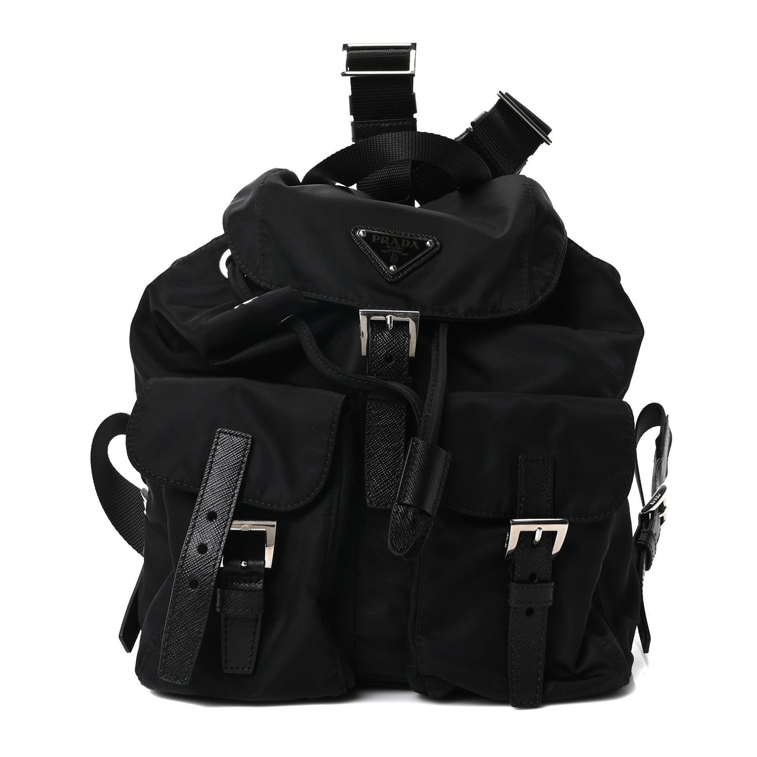 Prada Re-Nylon Vela Saffiano Small Backpack Black 1 of 9