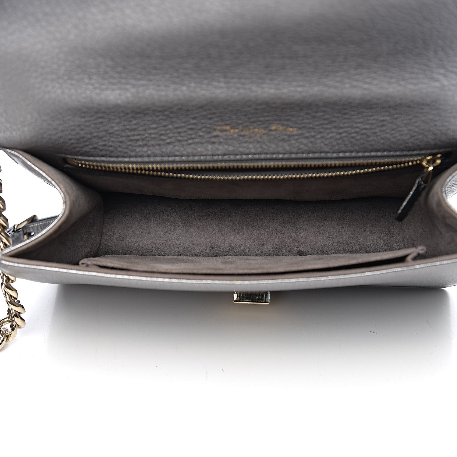 Christian Dior Metallic Grained Calfskin Medium Diorama Flap Bag Silver 4 of 10
