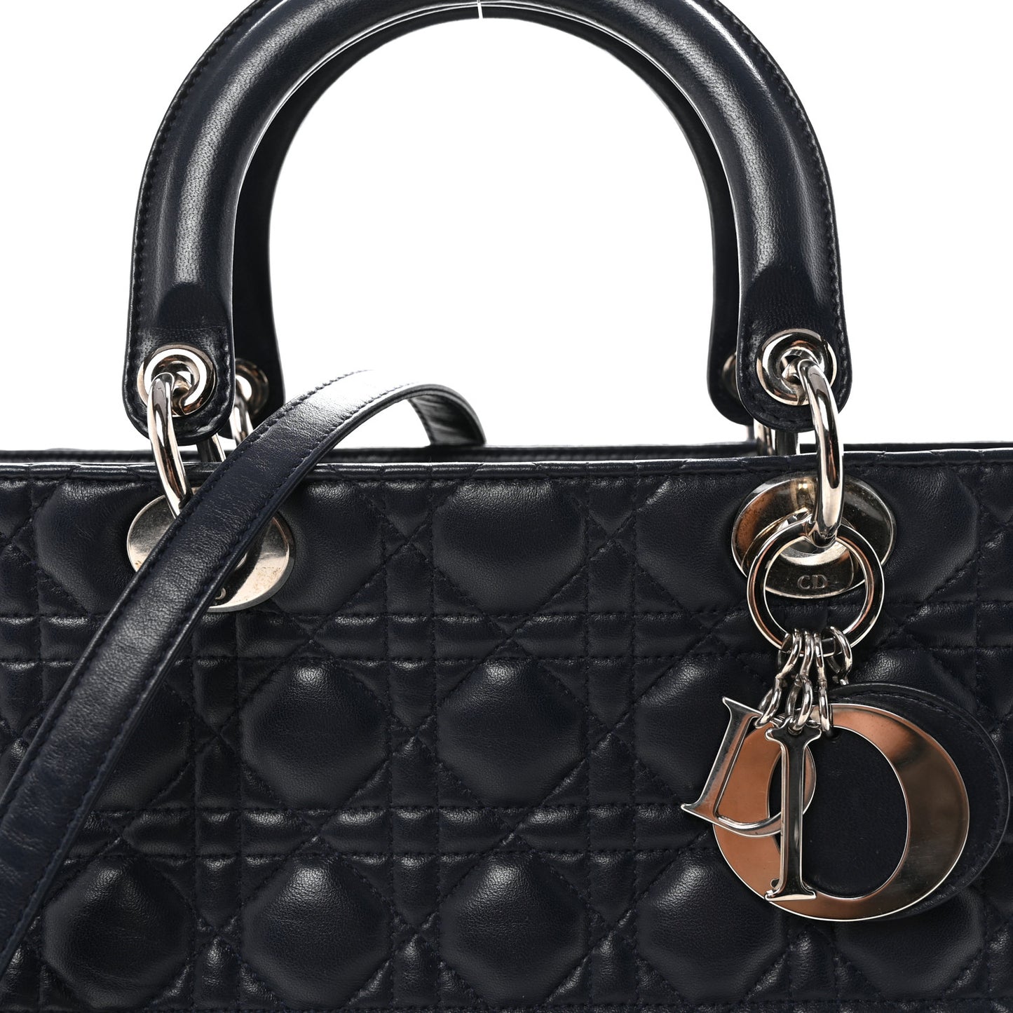 Lambskin Cannage Large Lady Dior Navy Blue