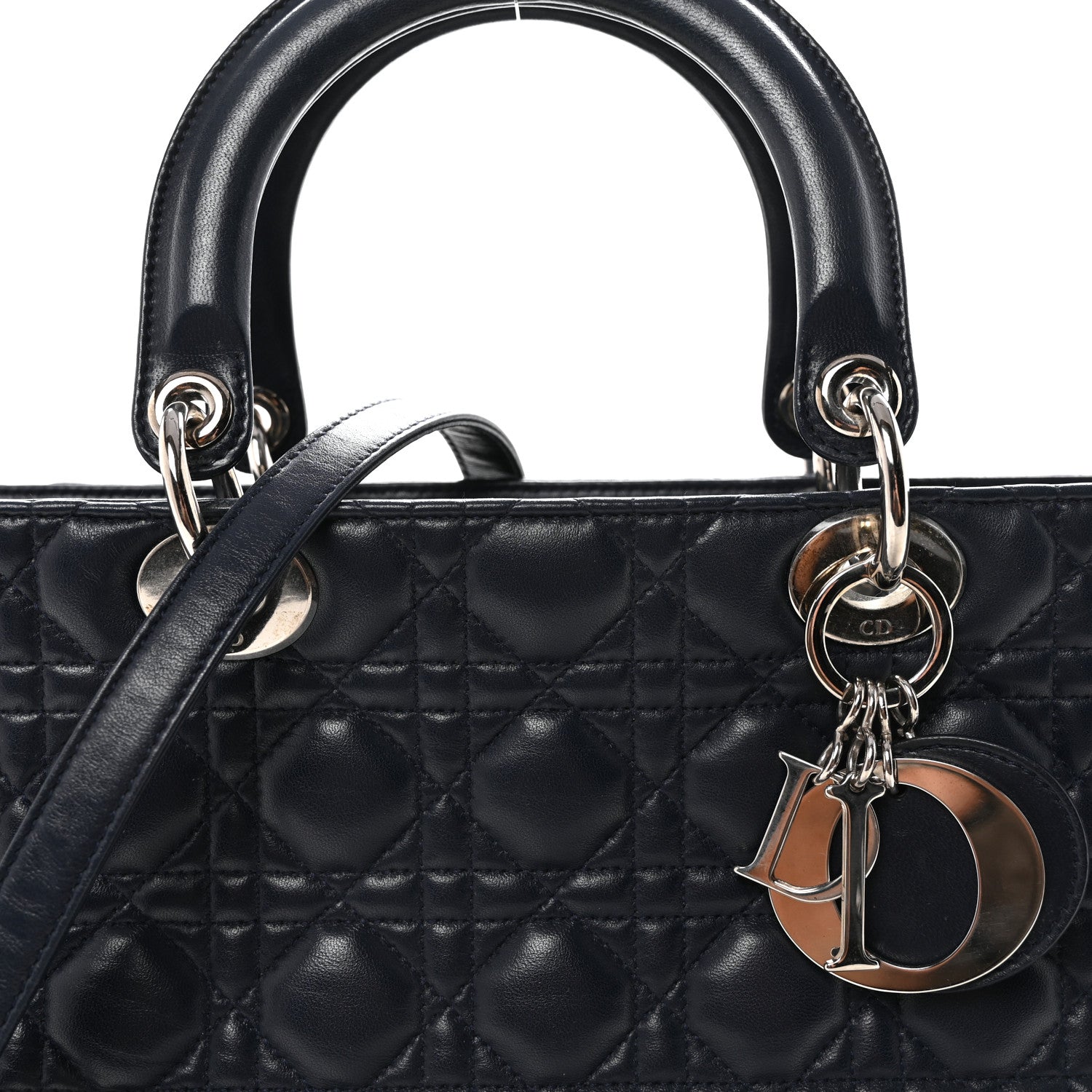 Christian Dior Lambskin Cannage Large Lady Dior Navy Blue 8 of 10