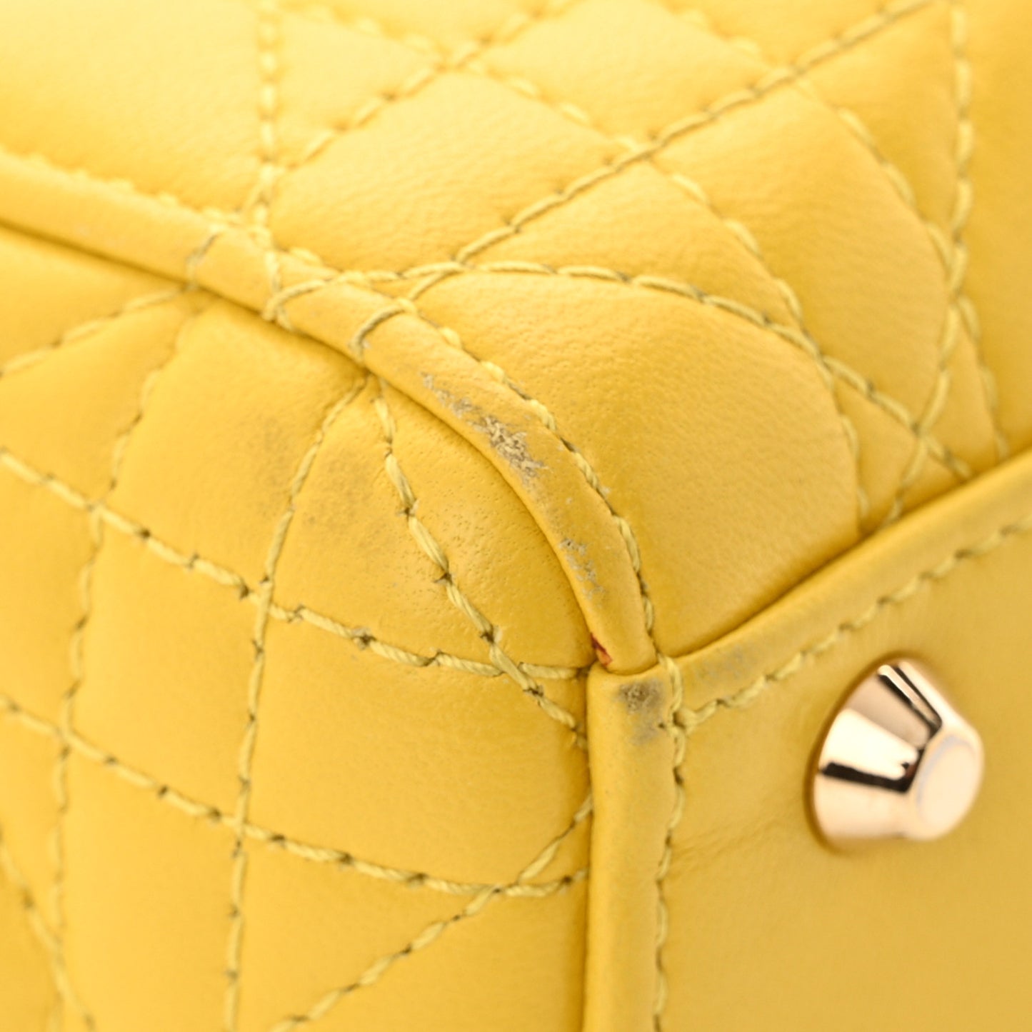 Lambskin Cannage Mini Lady Dior Yellow