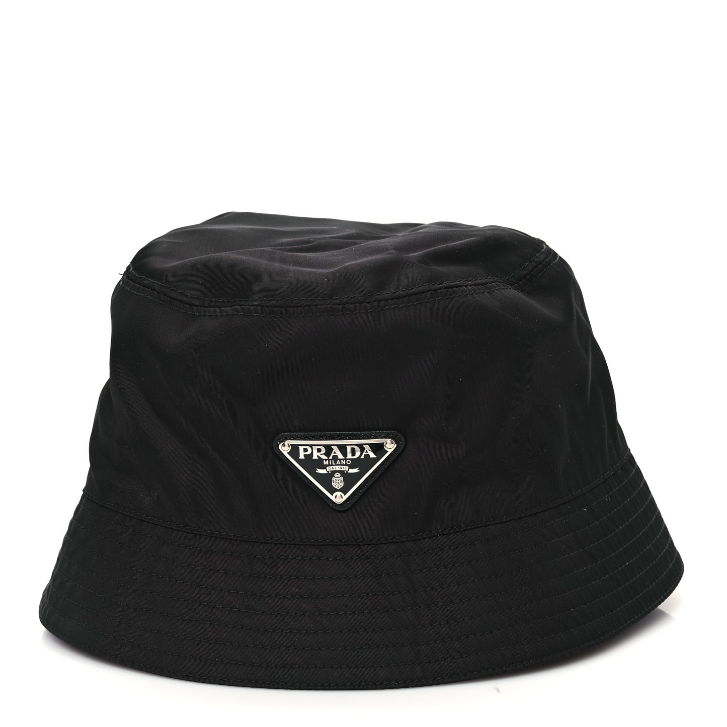 Re-Nylon Metal Triangle Logo Womens Bucket Hat M Black