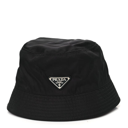 Prada Re-Nylon Metal Triangle Logo Womens Bucket Hat M Black 3 of 8
