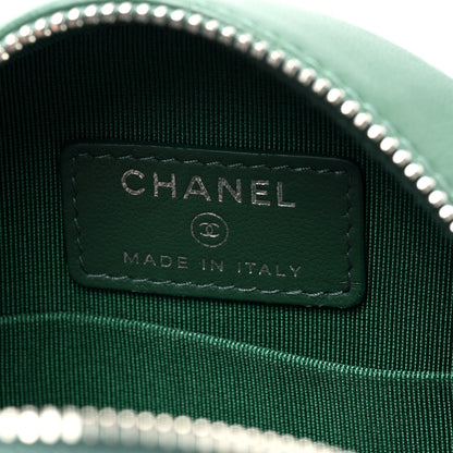 Chanel Lambskin Quilted Round Clutch With Chain Green 6 of 10