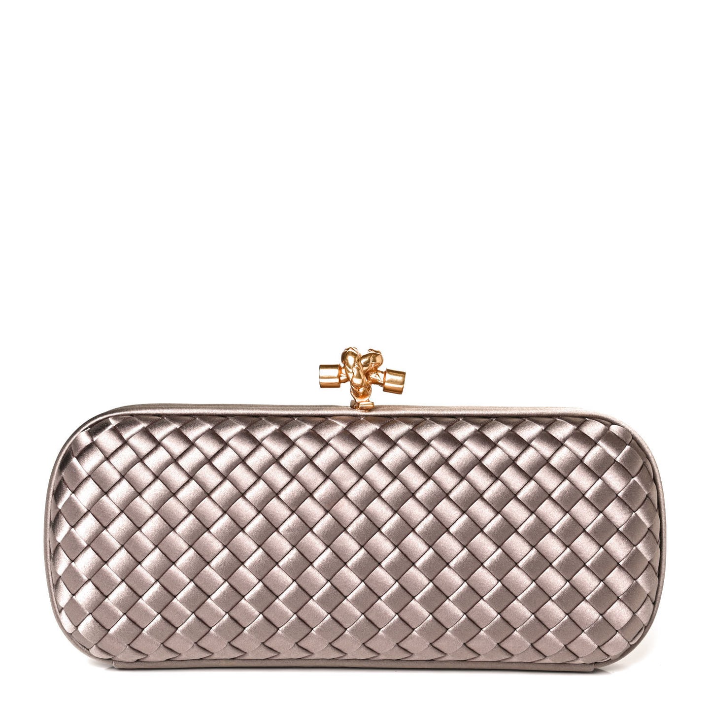 Satin Intreccio Impero Stretch Knot Clutch Limestone