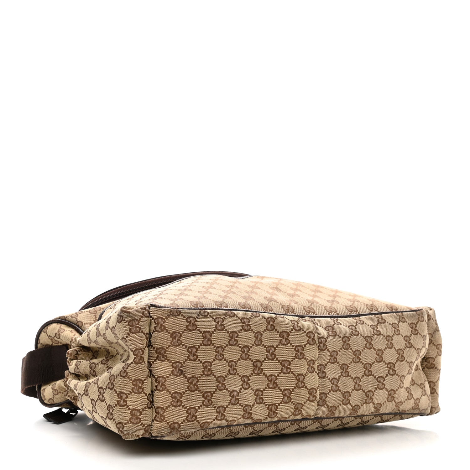 Gucci Monogram Natural Pigskin Large Diaper Bag Beige Ebony Cocoa Dark Chocolate 4 of 12