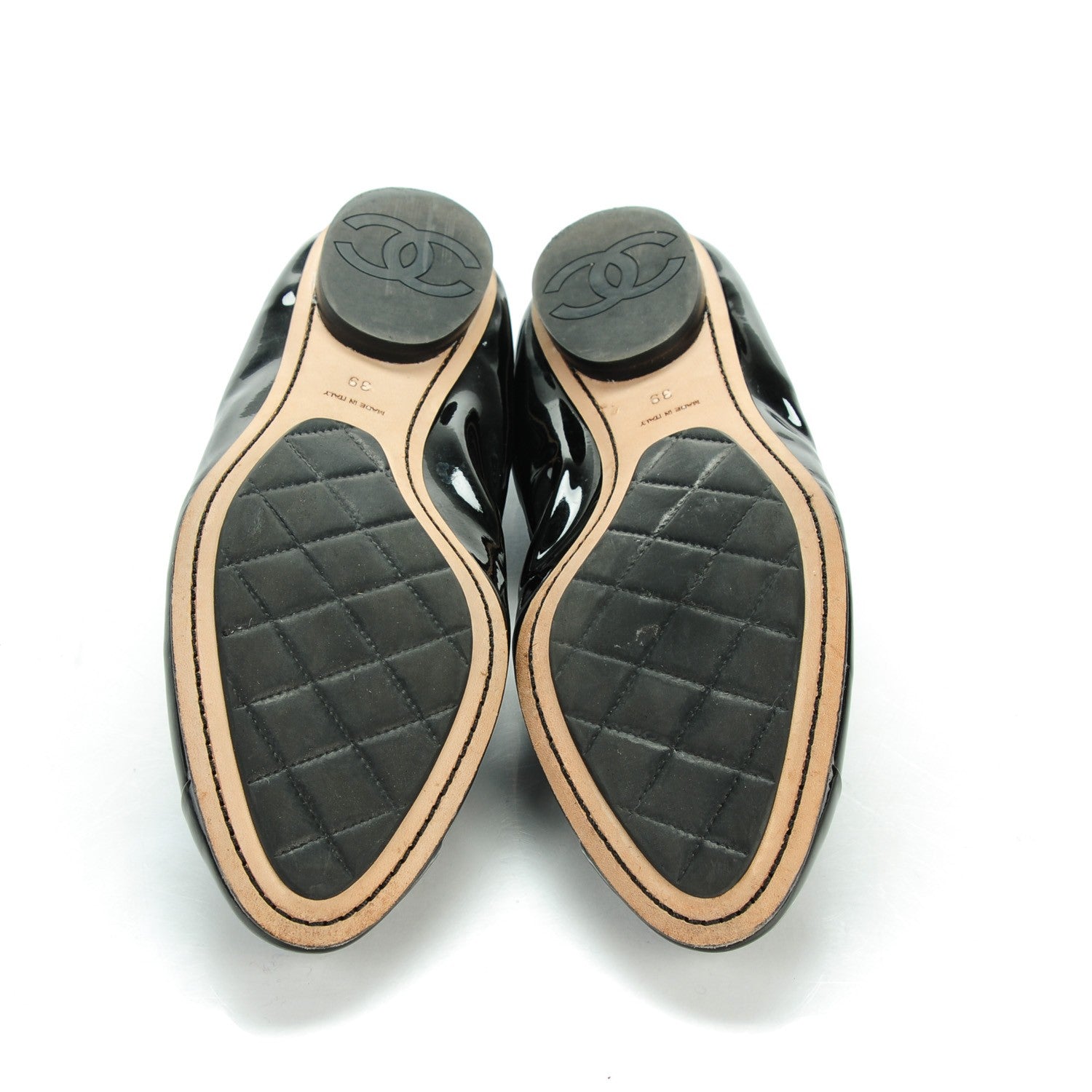 Chanel Patent CC Elastic Cap Toe Ballerina Flats 39 Black 5 of 8