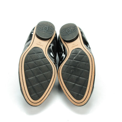 Chanel Patent CC Elastic Cap Toe Ballerina Flats 39 Black 5 of 8