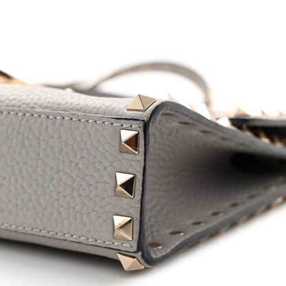 Valentino Garavani Pebbled Calfskin Medium Rockstud Flip Lock Crossbody Bag Pastel Grey 9 of 11