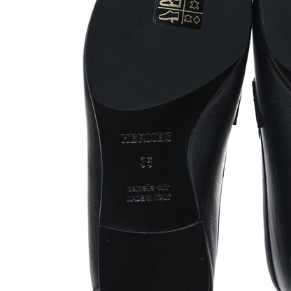 Hermes Goatskin Womens Paris Loafers 35 Black 6 of 9