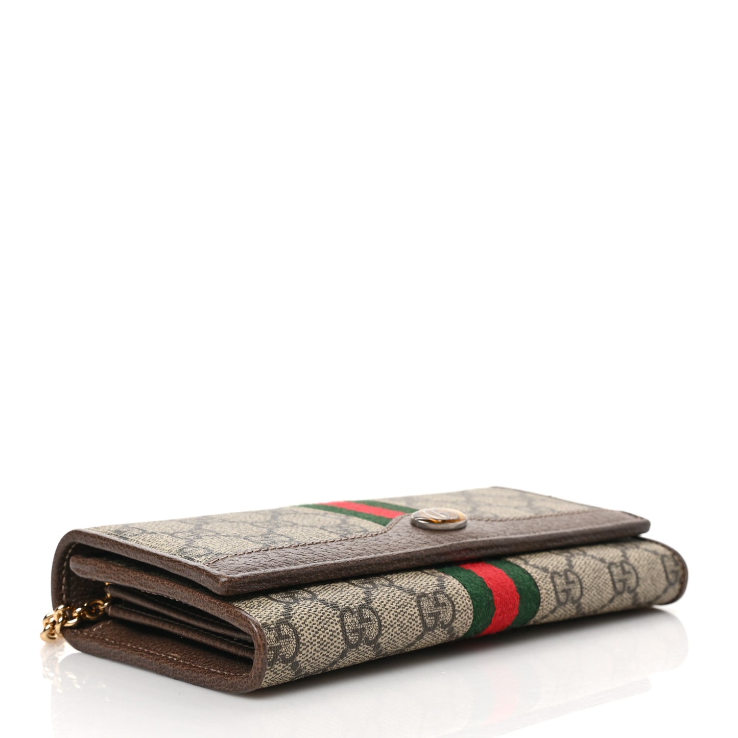 GG Supreme Monogram Web Ophidia Wallet On Chain Brown