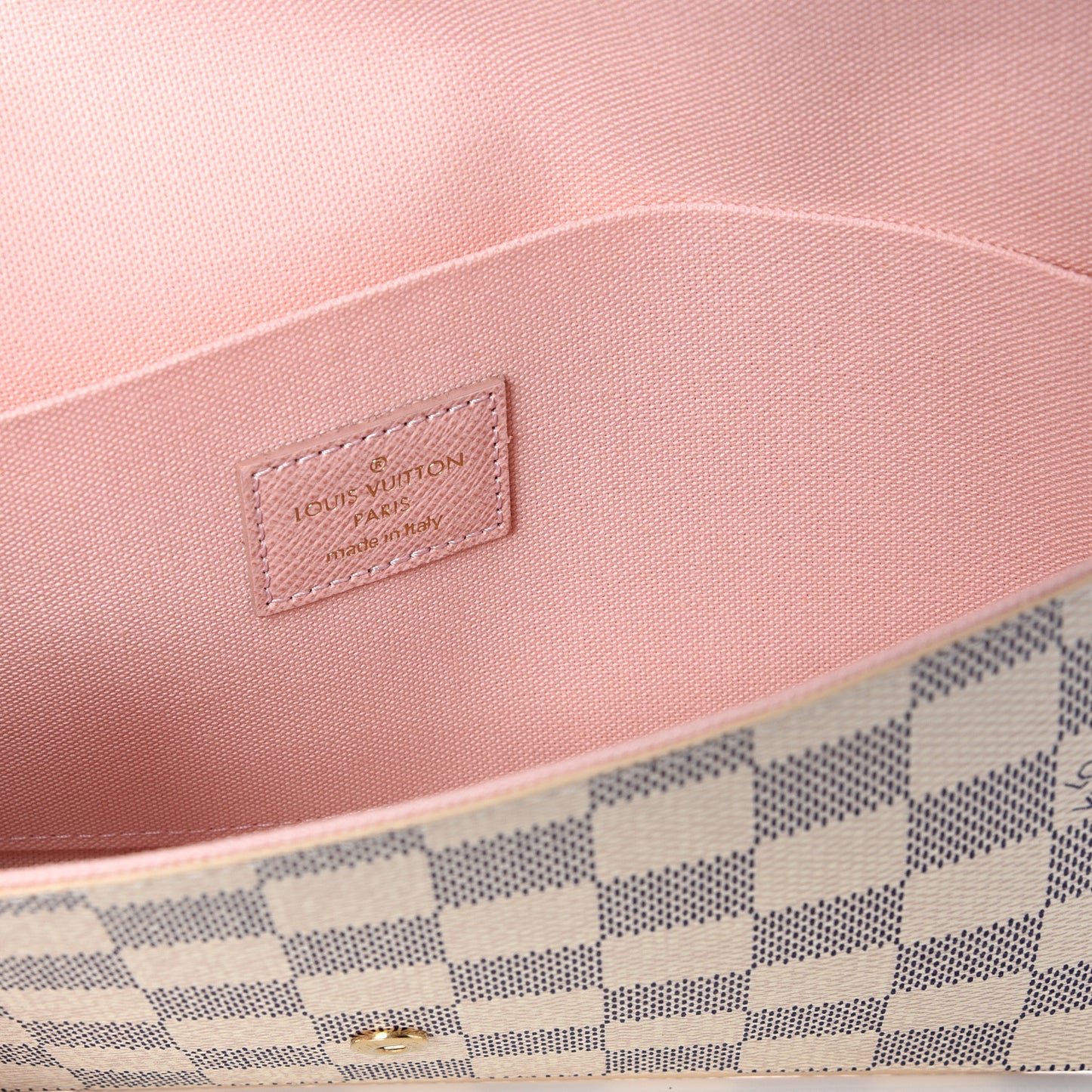 Damier Azur Pochette Felicie Chain Wallet Rose Ballerine