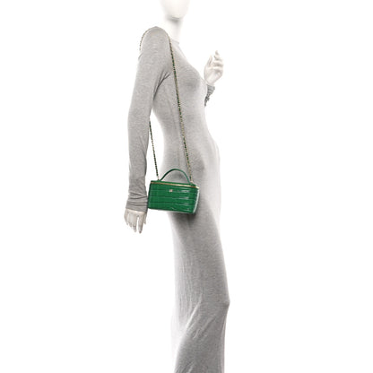 Chanel Calfskin Crocodile Embossed Exoticoco Small Top Handle Vanity Case With Chain Emerald 2 of 11